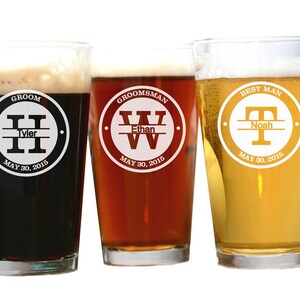 Personalized Groomsmen Pint Glasses Gift, Customized Wedding Party ...