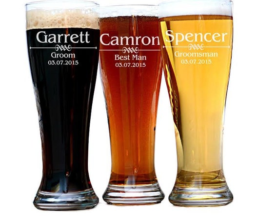 Groomsman Pilsner Beer Glasses - 20 oz.