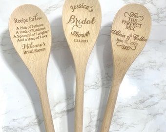Bridal Shower Gift, Engraved Wooden Spoon, Recipe for Love, Wedding Shower Favor, Kitchen Gift, Wedding Spoon Gift, Wedding Favor Wood Spoon
