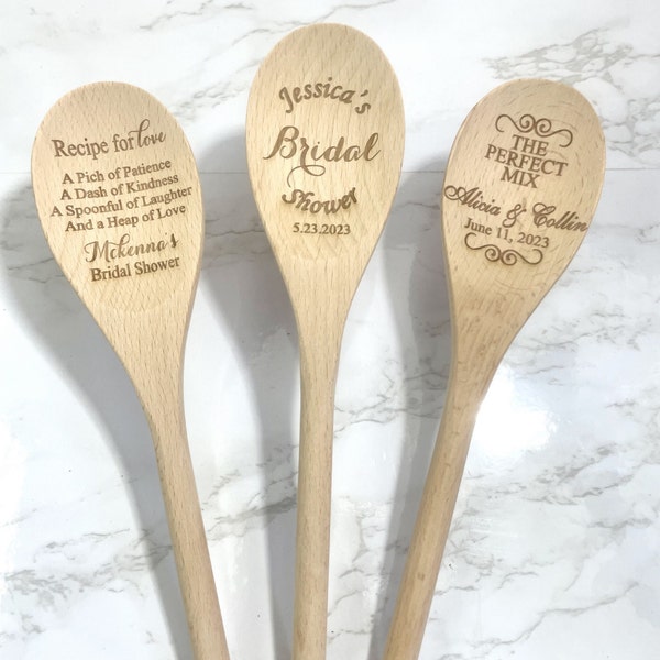 Bridal Shower Gift, Engraved Wooden Spoon, Recipe for Love, Wedding Shower Favor, Kitchen Gift, Wedding Spoon Gift, Wedding Favor Wood Spoon