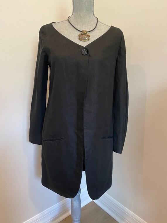 Vintage Donna Karen Black Label Linen Long Tunic … - image 1