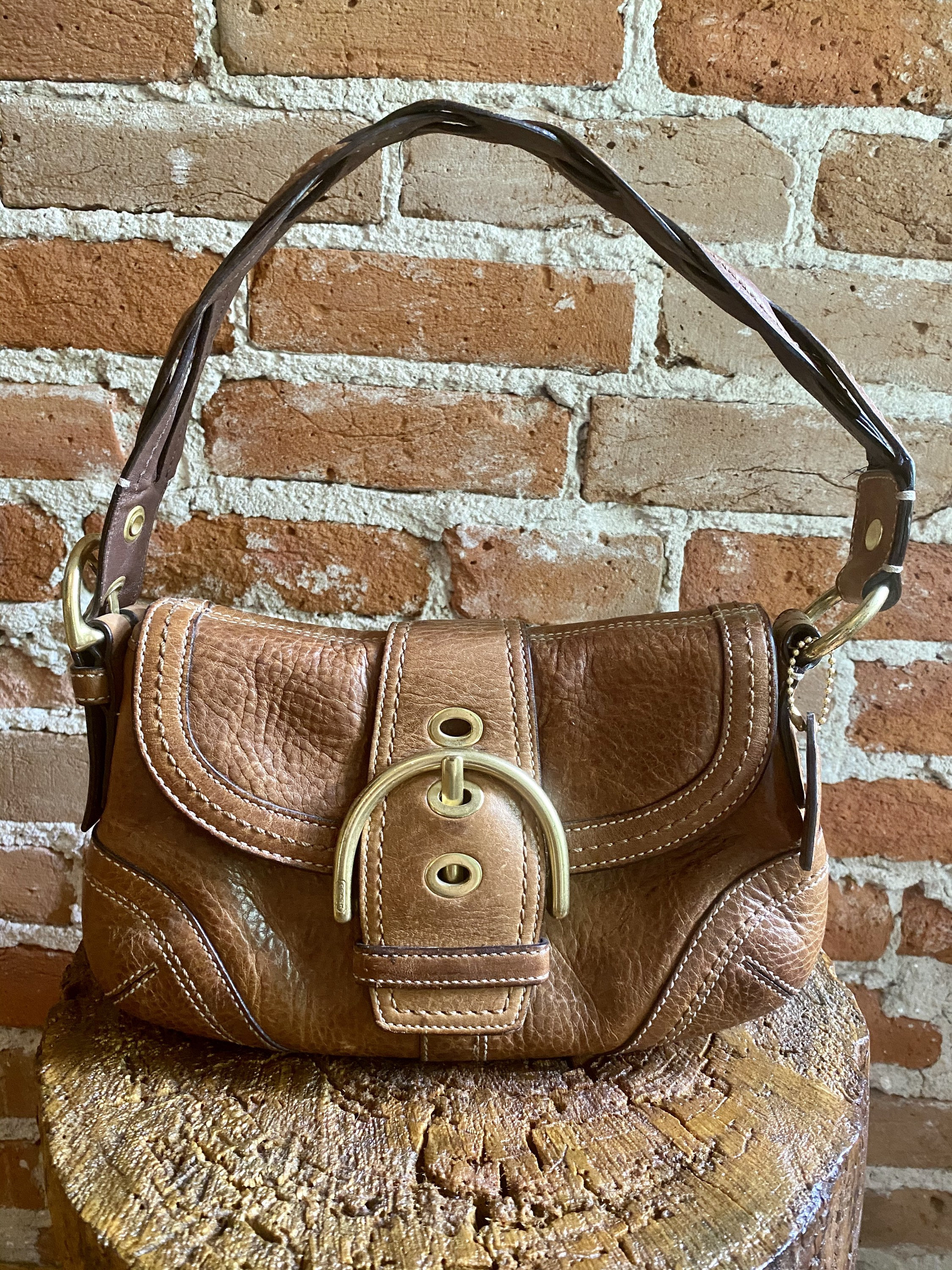 Vintage 1990's Coach Brown Leather Braided Buckle Handbag - Etsy