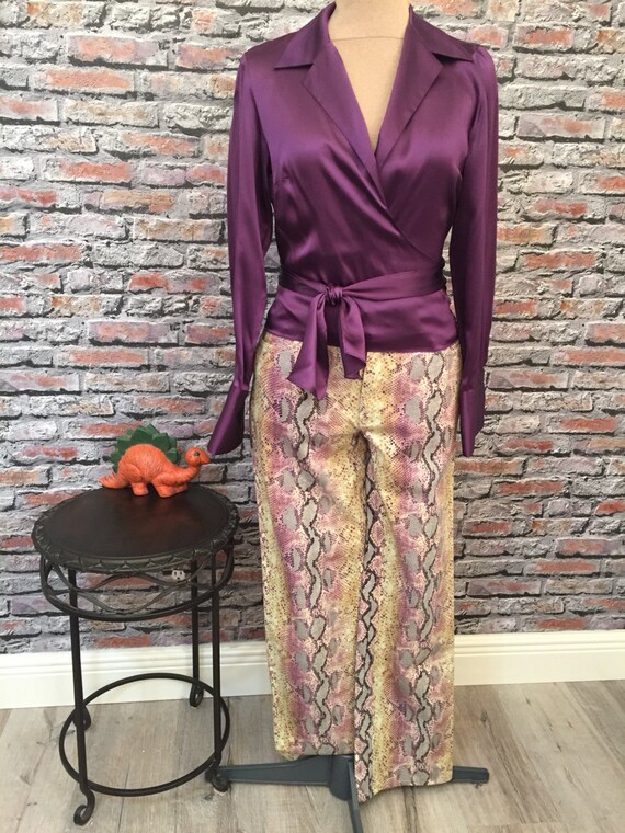 Vintage Emanuel Ungaro Lavender  Python Print Tex… - image 1