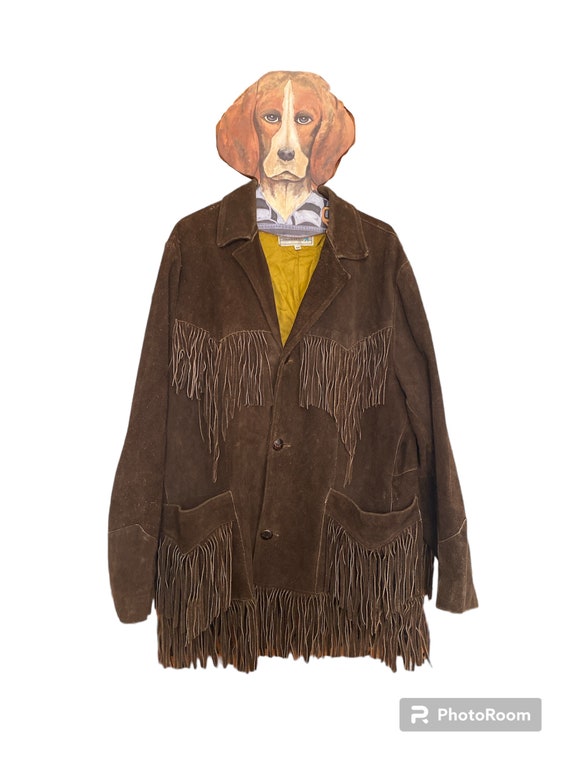 Retro Vintage Pioneer Wear Fringe Suede Jacket, S… - image 2