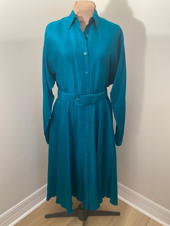 Vintage Pat Argenti 1980’s Silk A Line Midi Dress… - image 5