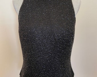 Vintage Sean Collection Silk Beaded Evening Top Size Large