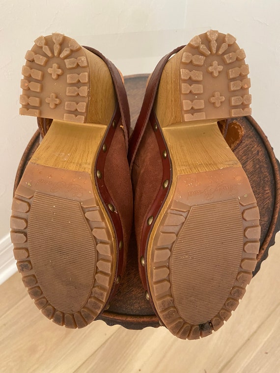 Vintage Leather and Wood Clogs Lucky Brand 8M - image 3