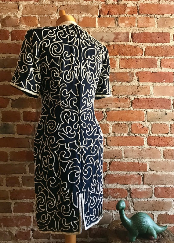 Vintage Stenay 100% Silk Beaded Cocktail Dress, E… - image 6