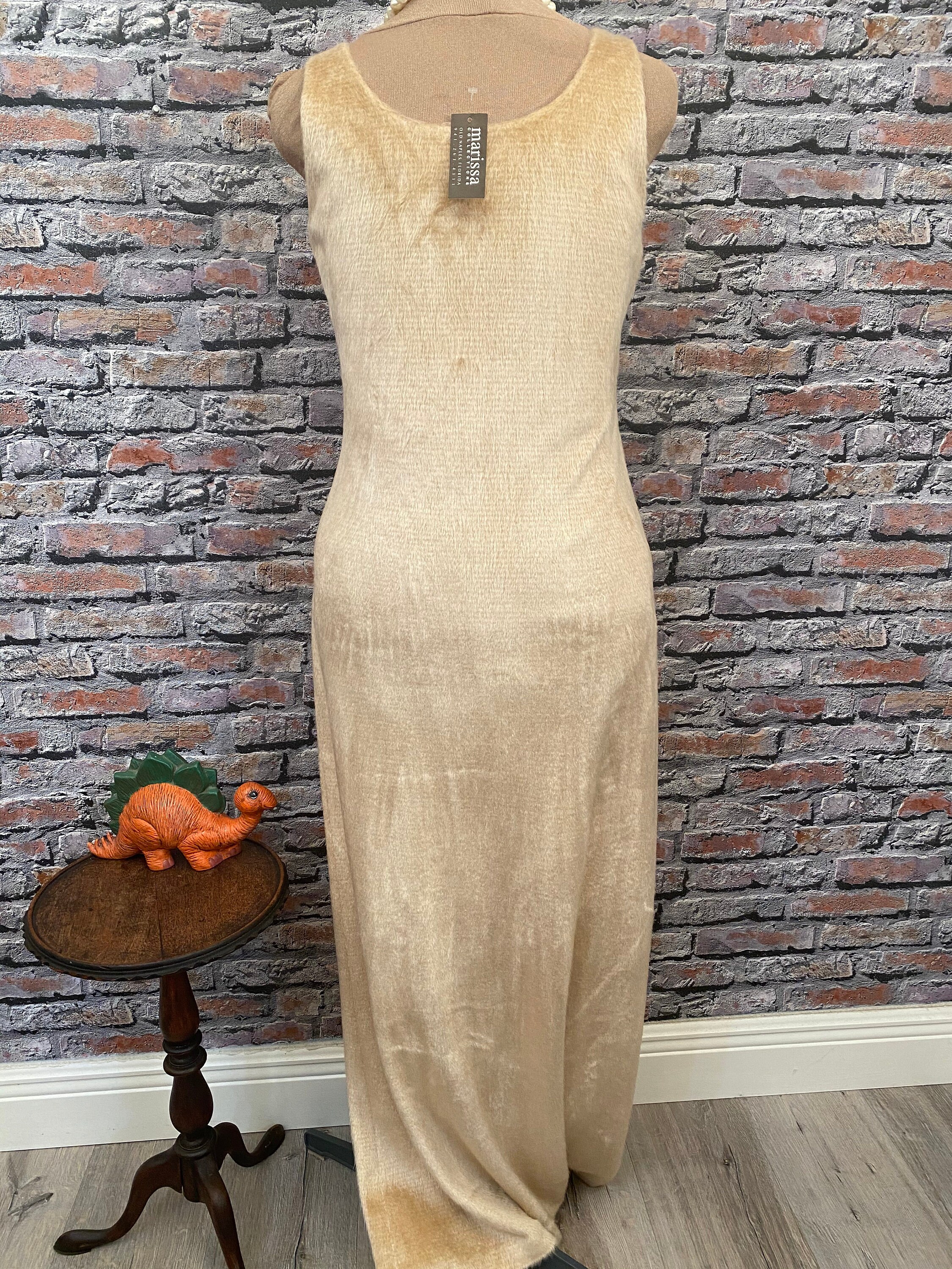 Vintage Strenesse Gabriel Strehle Beige Textural Maxi Dress NWT 