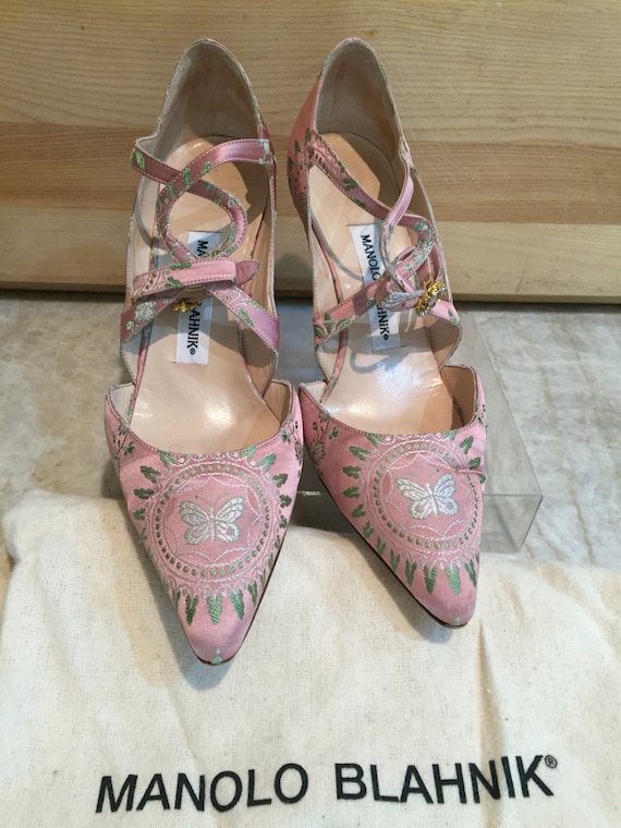 Vintage Manolo Blahnik Embroidered Rose Brocade Eveni… - Gem