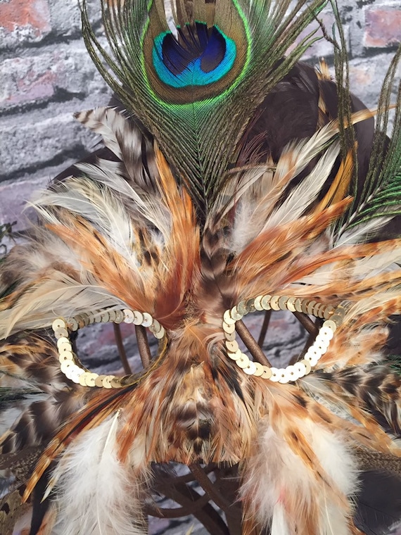 Feather Mask Animal print Peacock Sequins Hallowe… - image 1