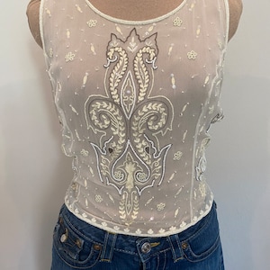Vintage Beaded & Embroidered Evening Top Size 8