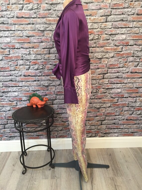 Vintage Emanuel Ungaro Lavender  Python Print Tex… - image 5