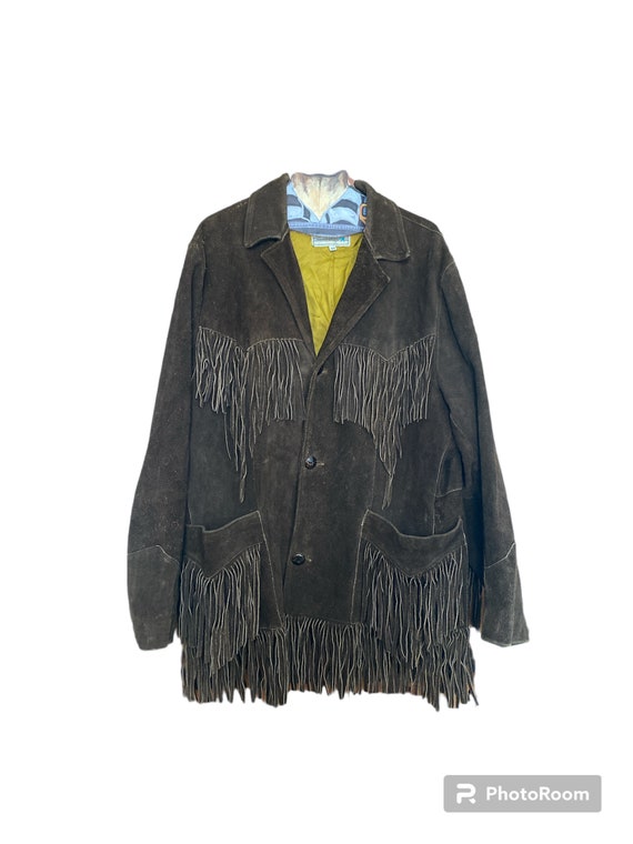 Retro Vintage Pioneer Wear Fringe Suede Jacket, S… - image 3