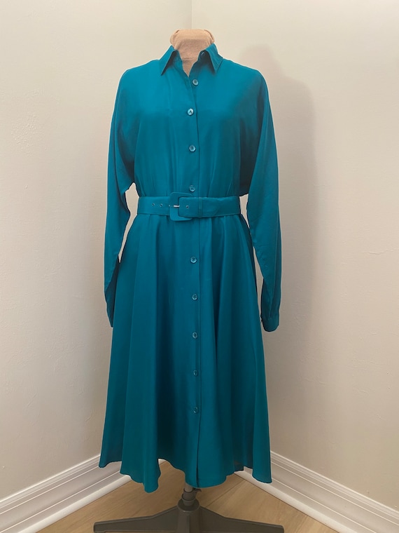 Vintage Pat Argenti 1980’s Silk A Line Midi Dress… - image 1