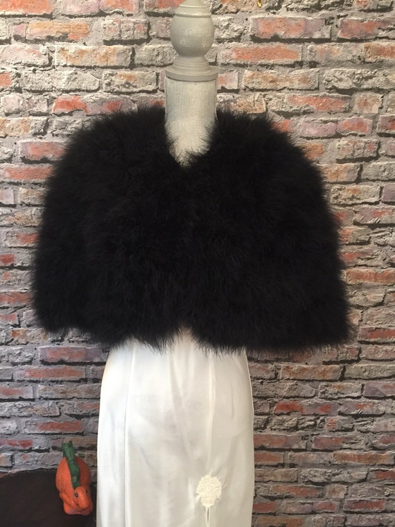 Vintage Delphine Pariente Black Marabou Feather Ca