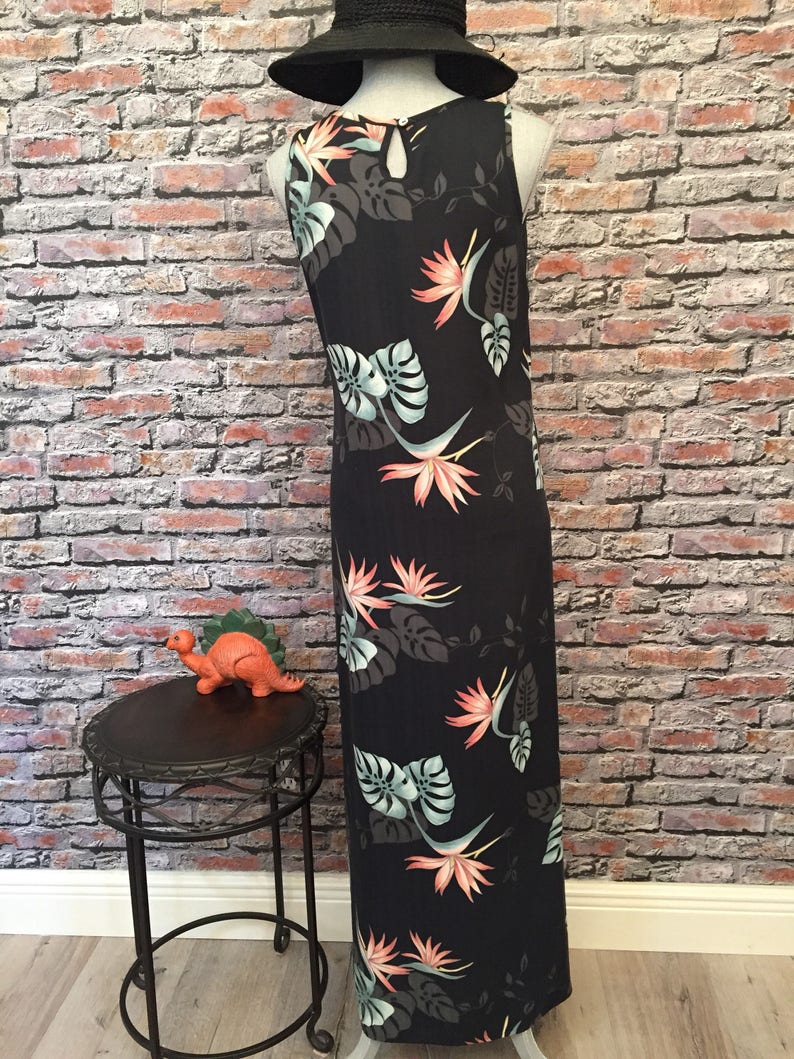Vintage Tommy Bahama Black Silk Floral Maxi Dress Size Small - Etsy