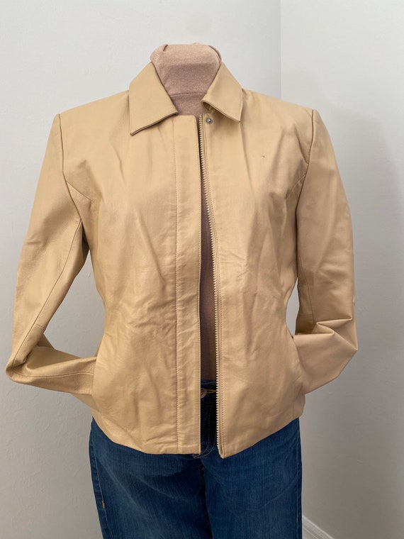 Vintage Buckskin color Leather Women’s Bomber Jack