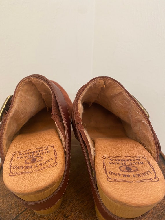 Vintage Leather and Wood Clogs Lucky Brand 8M - image 5