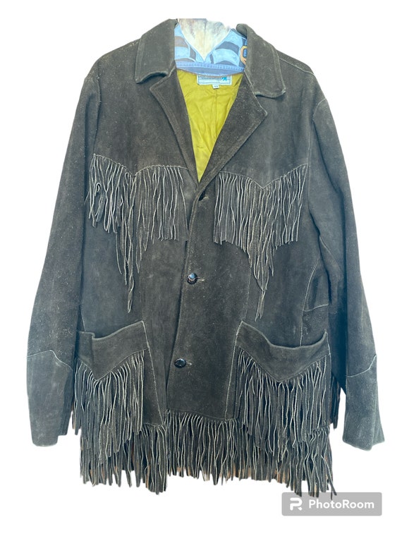 Retro Vintage Pioneer Wear Fringe Suede Jacket, S… - image 4