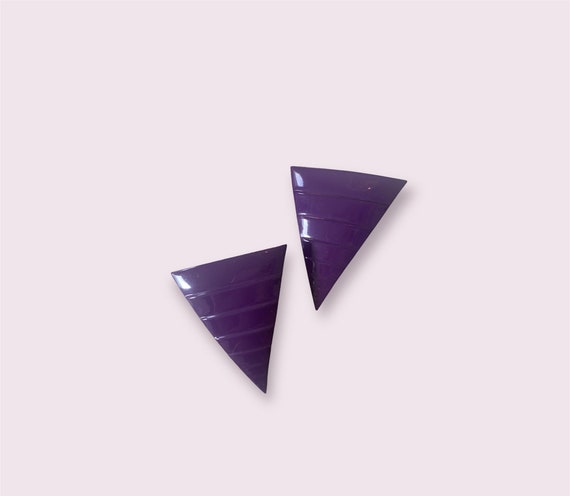 Vintage 1980’s Funky Purple Geometric Triangle En… - image 1