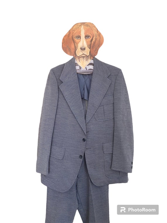 Vintage Retro 1970’s Men’s Blue 2 Piece Suit - image 5