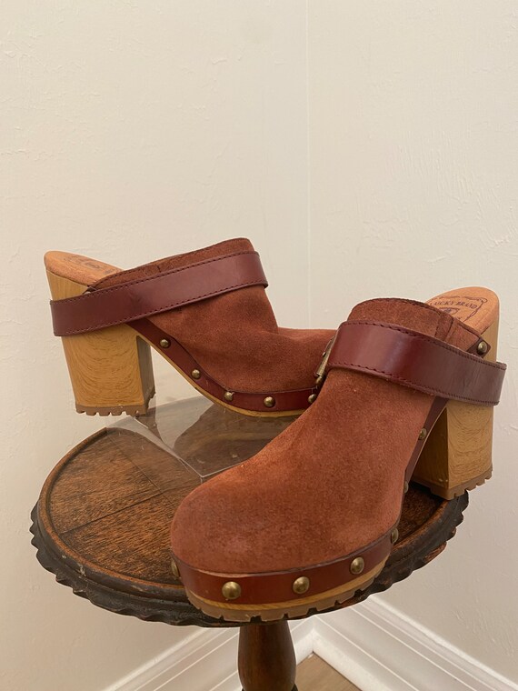 Vintage Leather and Wood Clogs Lucky Brand 8M - image 4