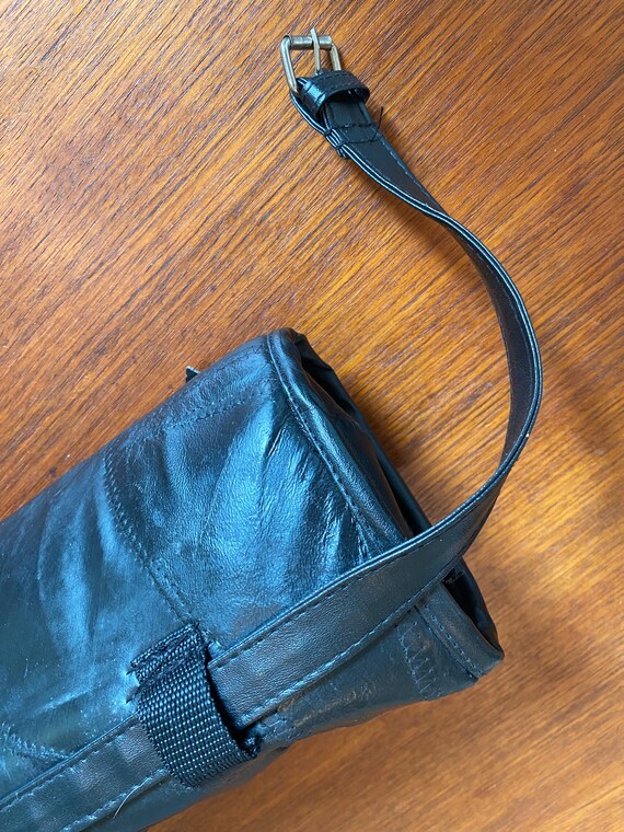 Vintage Diamond Plate Buffalo Leather Black Waist Bag… Gem