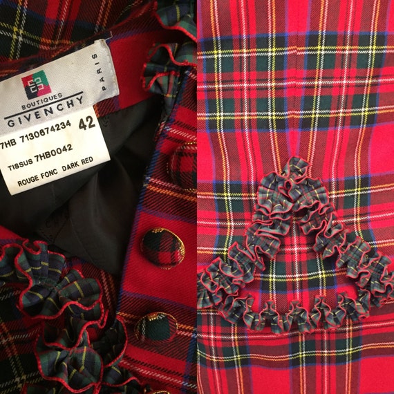 Vintage Givenchy Couture Christmas Red Plaid Skir… - image 5