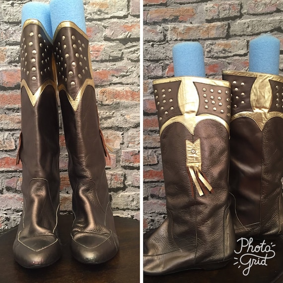 Gold slouch boots online