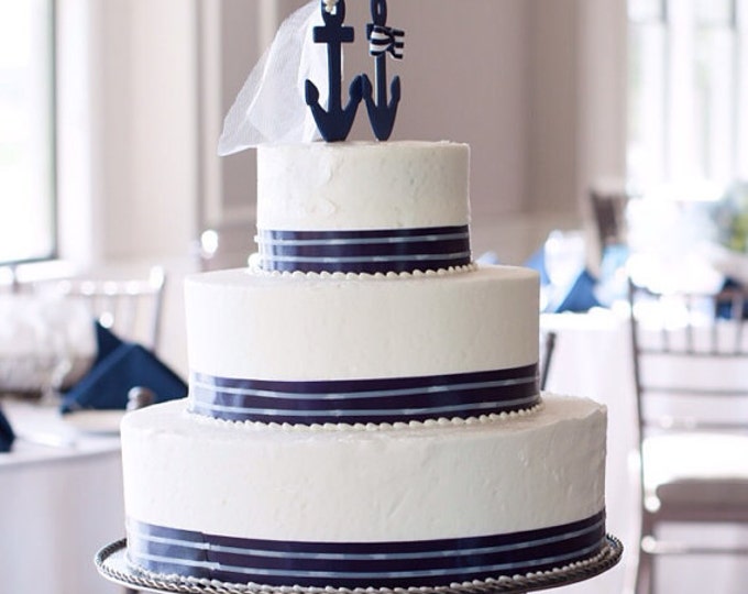 Nautical Anchor Bride /& Groom Cake topperMarine wedding Navy WeddingCoast guard Wedding beach wedding destination weddingcoastal