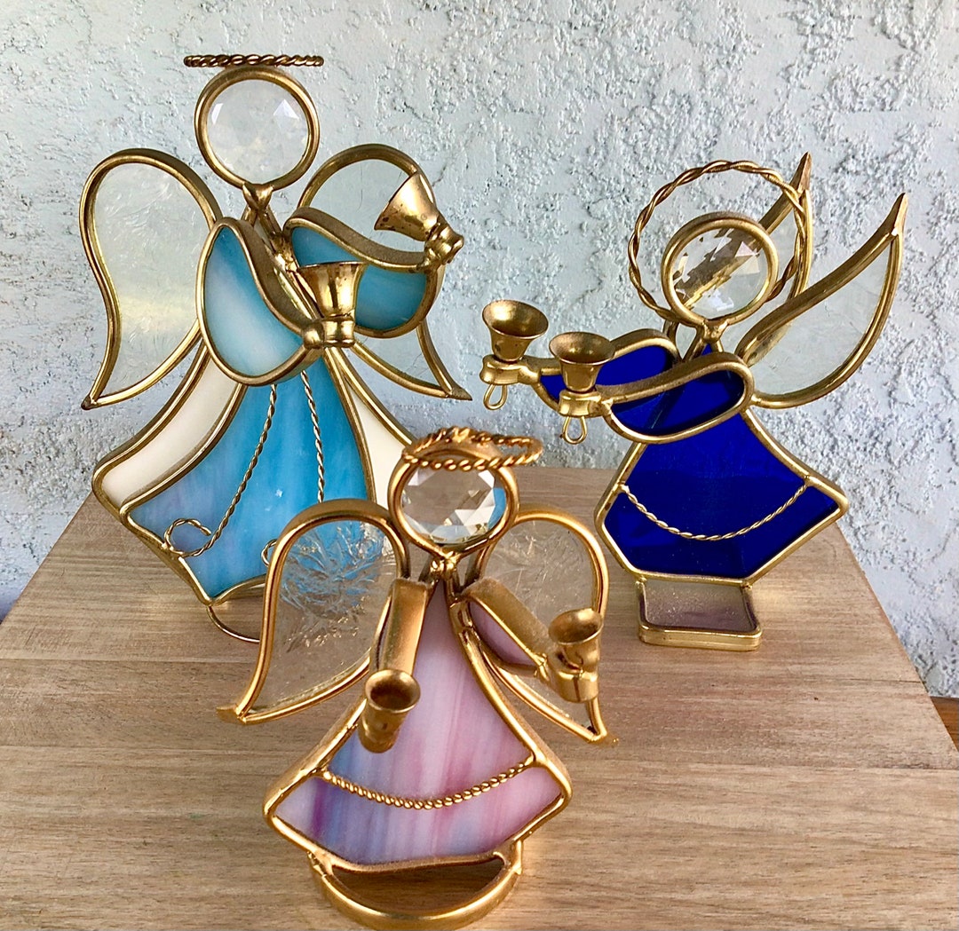 Stain Glass Angelsset of 3 Stain Glass Angelsgraduated Etsy