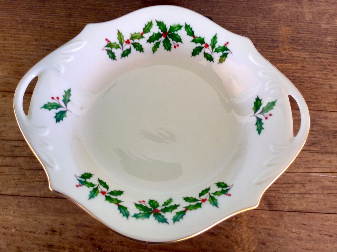 Lenox Christmas Candy Dishlenox Holly Design Candy Dish Etsy