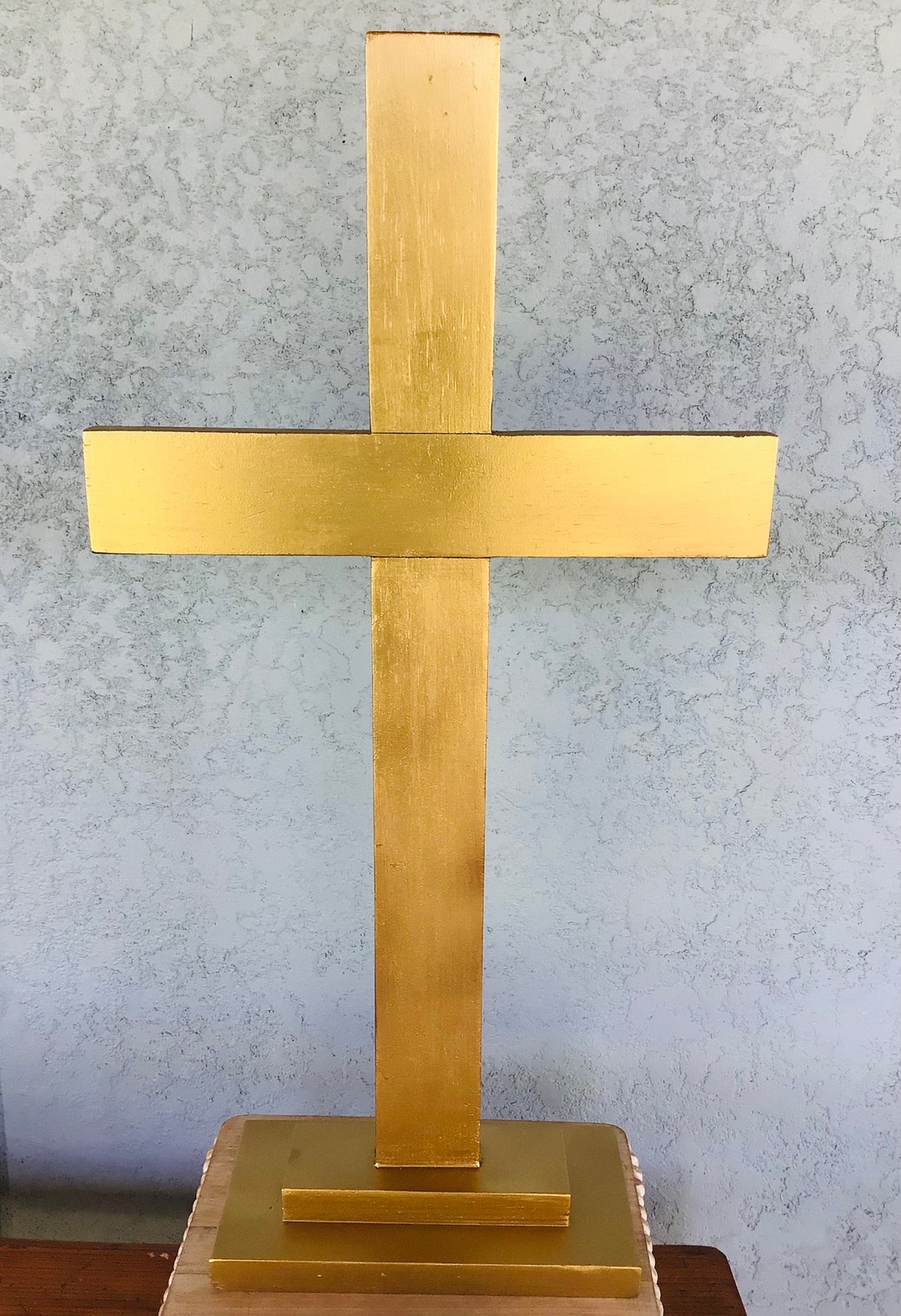Large Wooden Cross gold Wooden Free Standing Crosshandmade Etsy