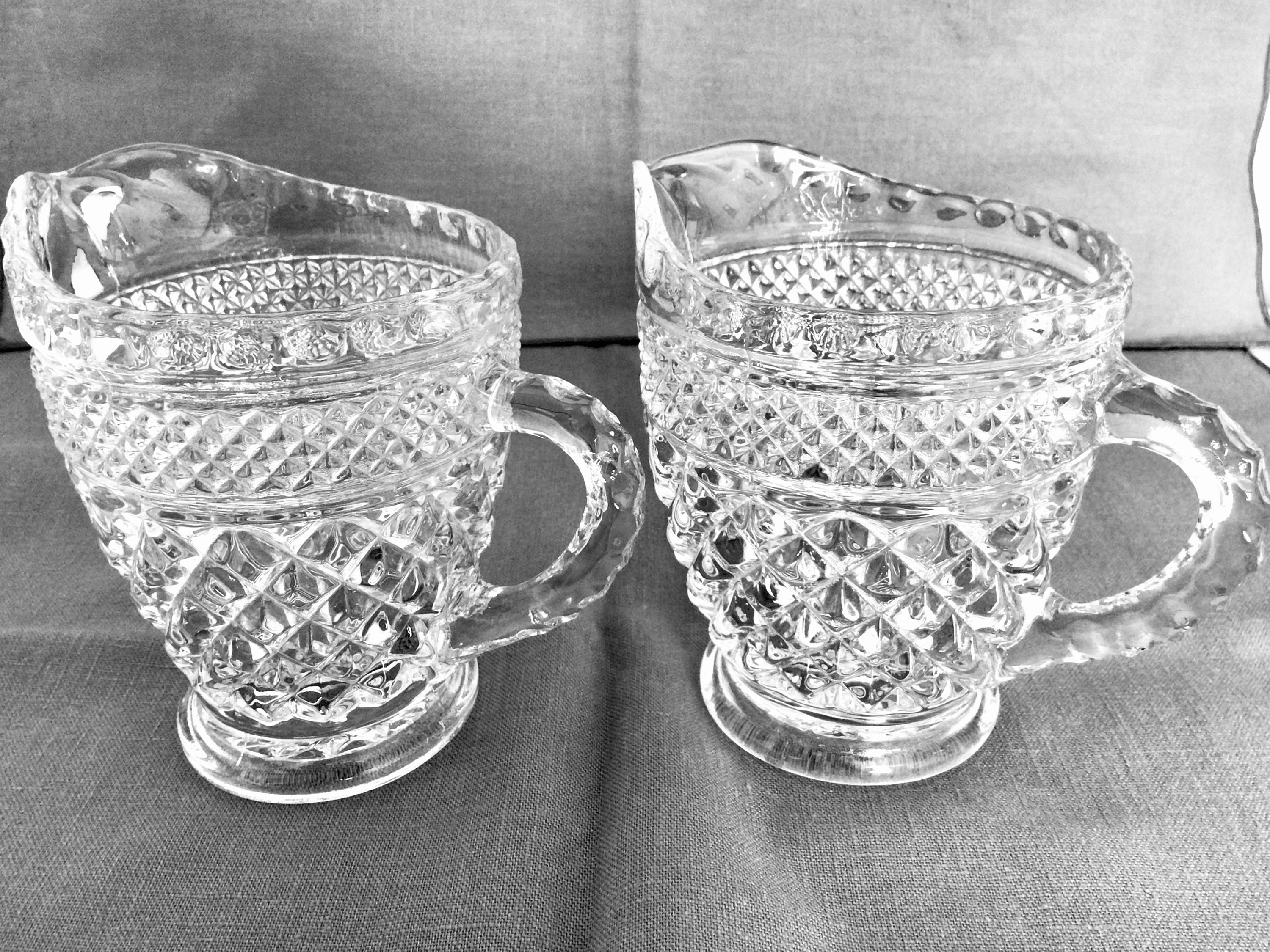 Set of two matching Vintage Creamers clear pressed glass Etsy