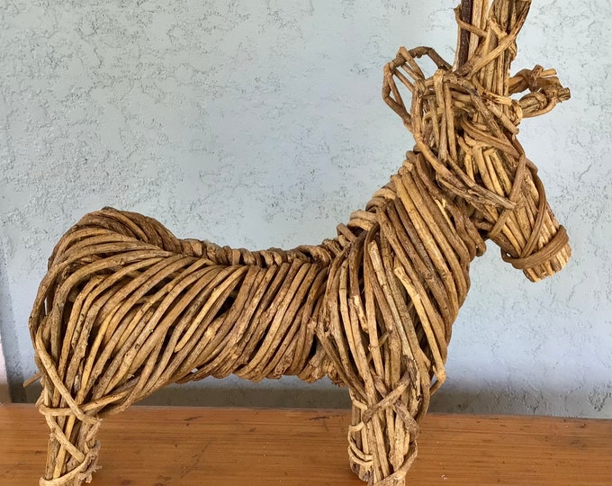 Large Wicker Reindeerdeer Holiday Decorfarmhouse Reindeer Decor