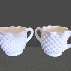 Fenton Milk Glass Sugar and Creamer set-Farmhouse Fenton Hobnail    and Creamer set-Marked Fenton Milk  glass-Farmhouse Decor