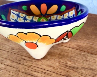 Footed  Mexican Pottery Trinket Dish-Mexican Pottery Catch All Dish