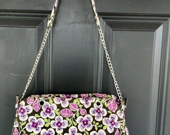 Vera Bradley Shoulder Bag-plum Petals Vera Bradley Chain Handles -Vera Bradley retired Print -Summer Purse/Bag-FREE SHIPPING