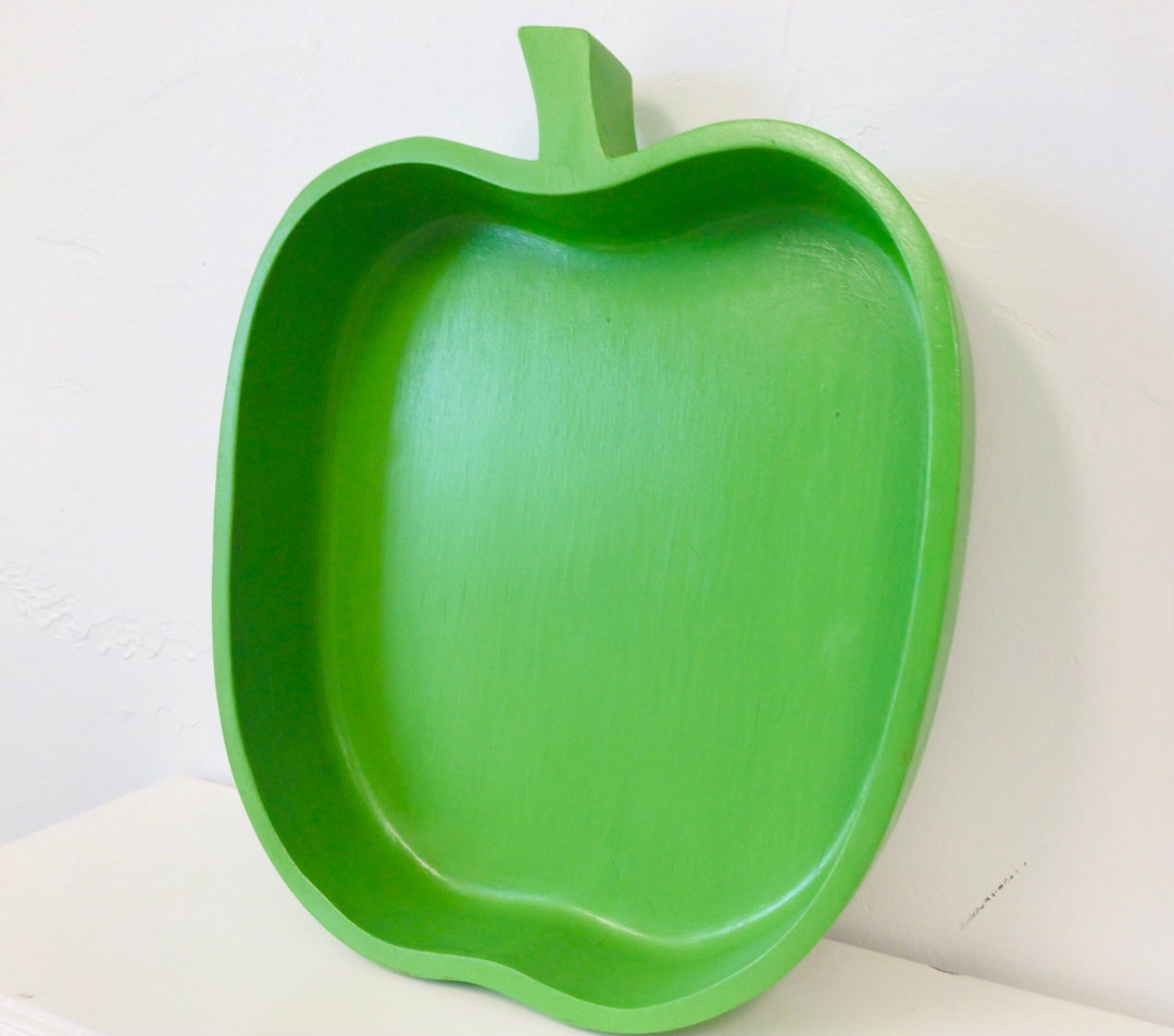 Large Wooden Apple Traygreen Apple Traylarge Fruit Tray Heavy Green