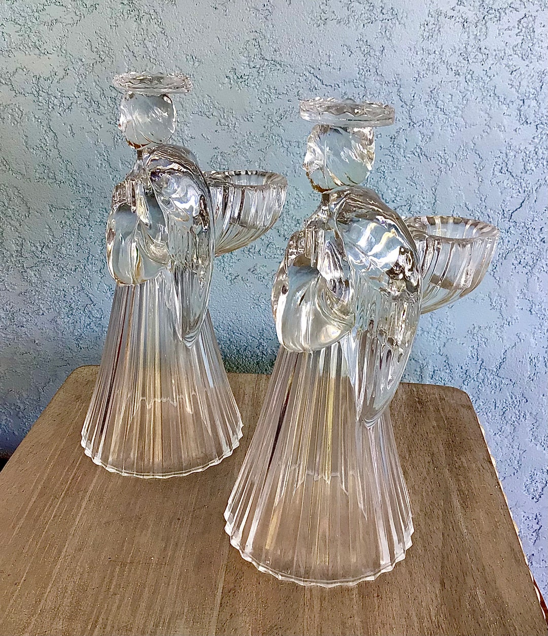 Lead Crystal Angel Candle Holders Set of Two st Etsy