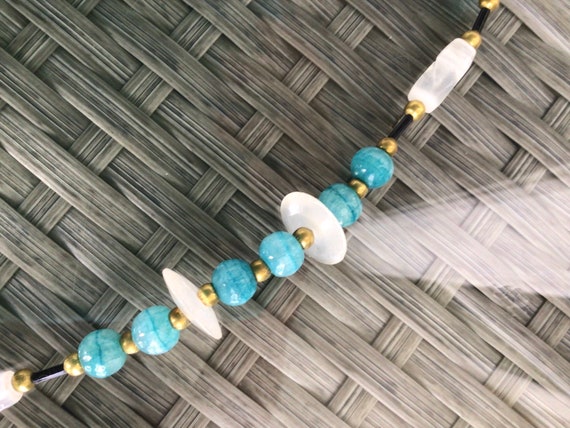 Glass Bead Necklace-Aztec style Necklace-Turquois… - image 2