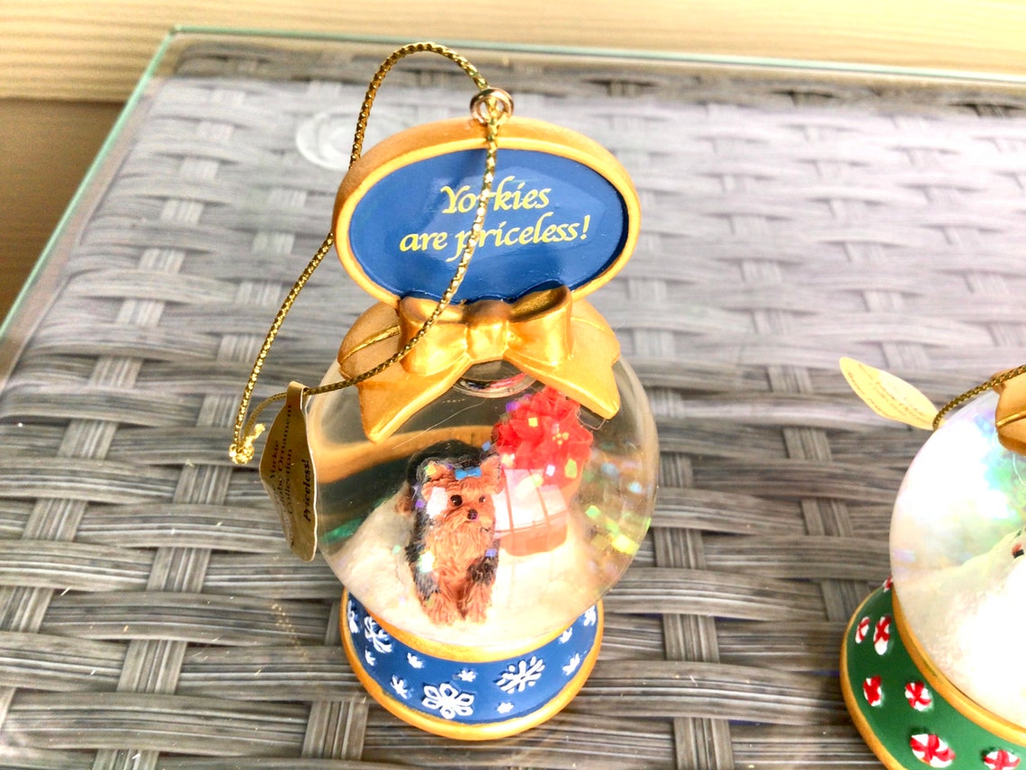 Yorkie Pups Snow globe OrnamentsDanbury Mint Yorkie Etsy