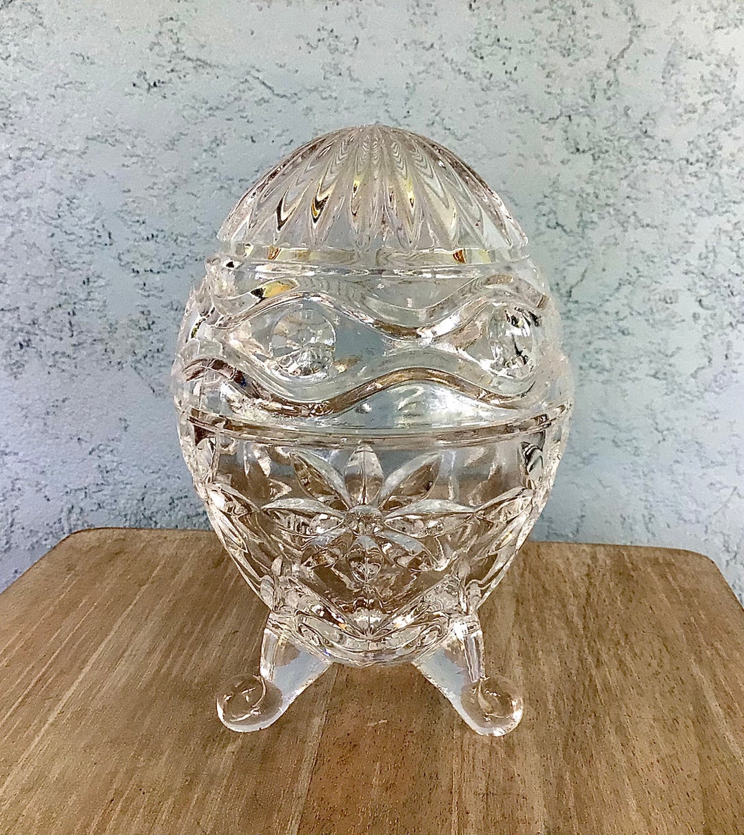 Lead Crystal Easter Eggfooted Crystal Egg Candy Dishtrinket Etsy