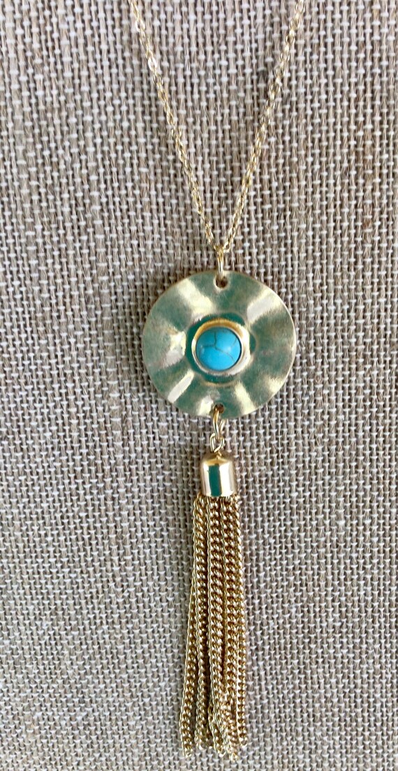 Turquoise Necklace-Costume Jewelry Necklace-Long … - image 2