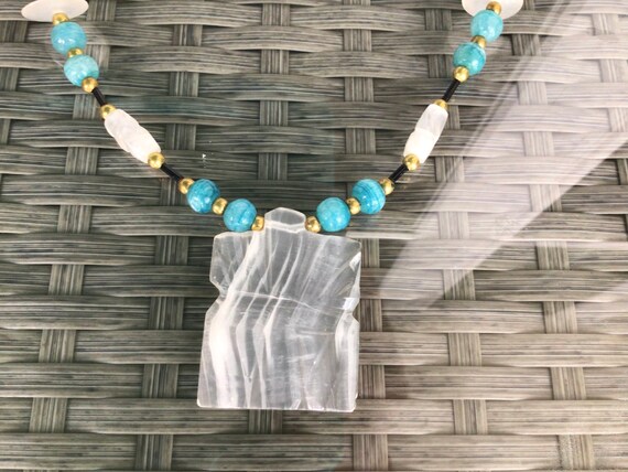 Glass Bead Necklace-Aztec style Necklace-Turquois… - image 3