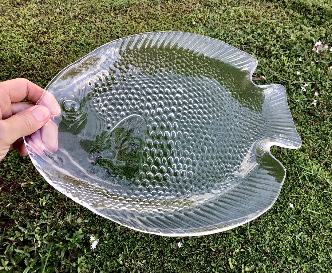 Clear Fish Platesvintage Set of 4 Arcoroc France Fish Plates Clear