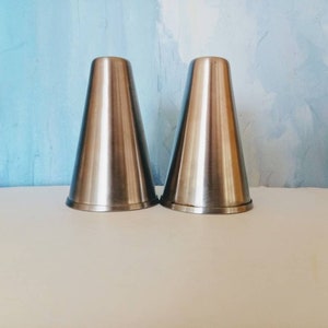 Mid Century Oneida Stainless Steel Salt and Pepper Shakers-Vintage Oneida Northland  stainless steel salt and pepper shakers-retro condiment