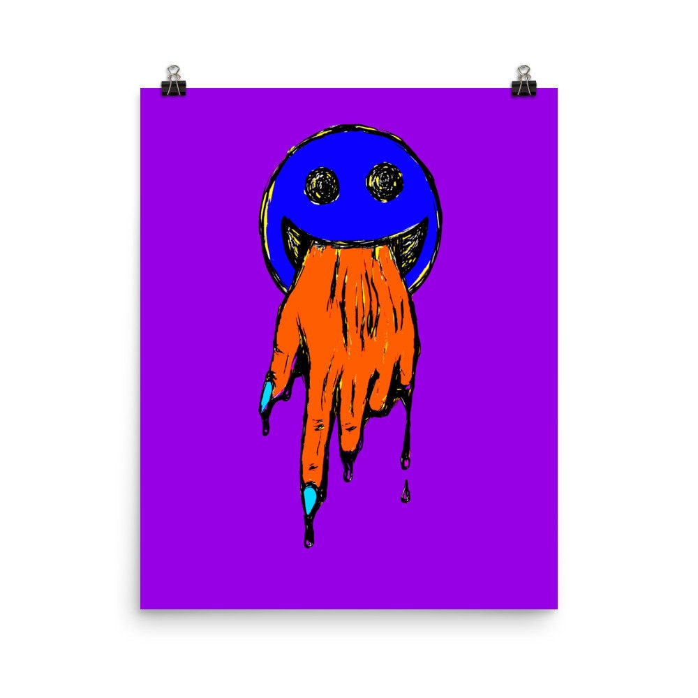 pix Smiley Face Trippy Drawings For Led Lights glossy trippy smiley face art print poster psychedelic gothic macabre wall art
