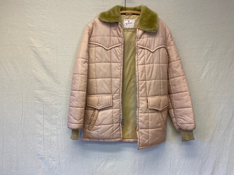 Tan Bark Brand Denver Co Perfect Pinky Beige Puffer Coat With Faux Fur Collar Unisex XL